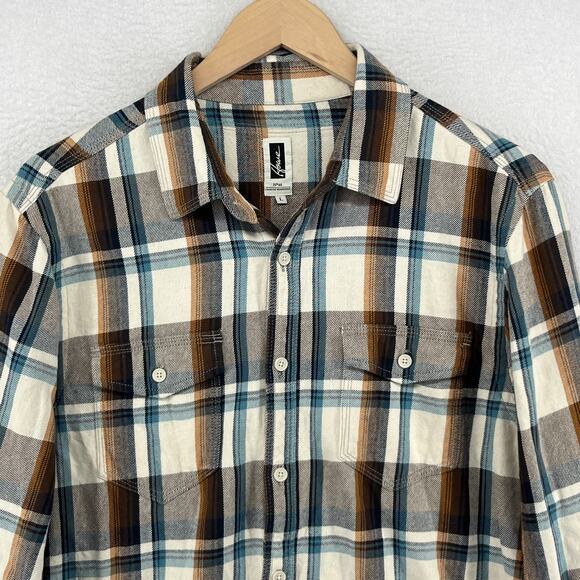 HOWE Shirt Mens L Heavy Flannel Western Plaid Button Up Workshirt Cotton Brown - Picture 5 of 15